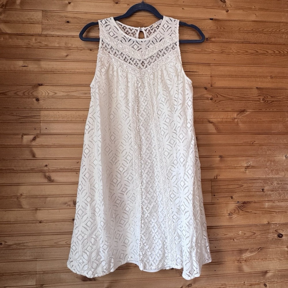 Jolt Shift Dress White Lace Round Neck Sleeveless Large Fairy Whimsy Feminine